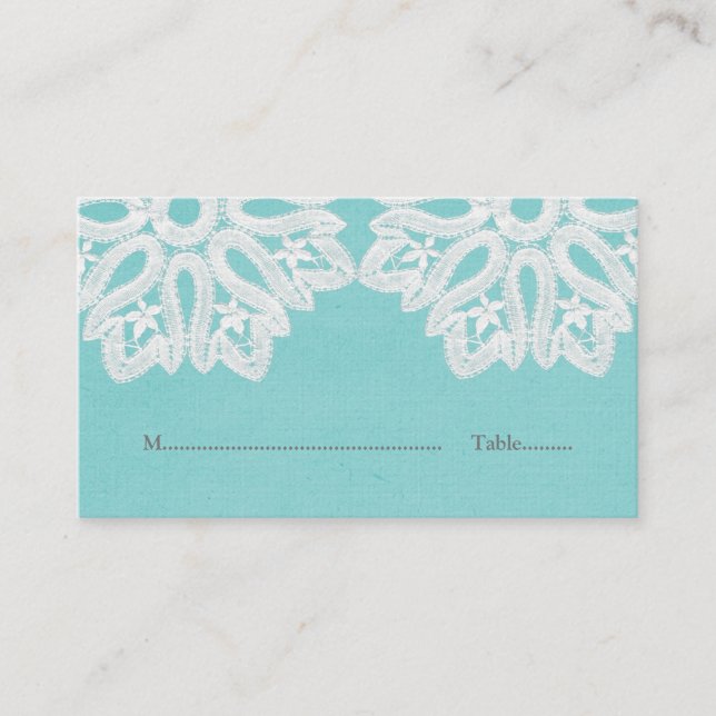 Tarjetas Turquoise Elegant Lace Place (Anverso)