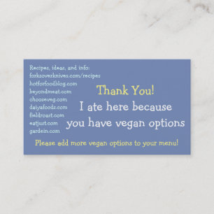 Tarjetas Vegan Restaurant