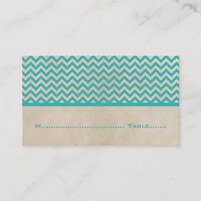 Tarjetas verde azuladas Chevron Place de la Moda (Anverso)