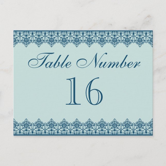 Tarjetas vintage Blue Lace Table Number (Anverso)