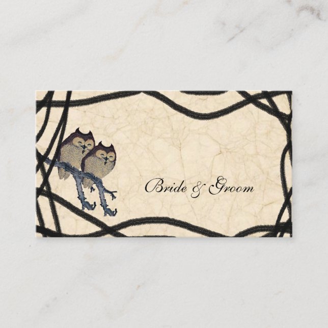 Tarjetas vintage japonesas de colocación de búhos (Anverso)