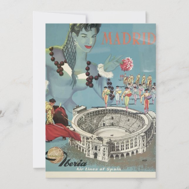 Tarjetas Vintage Travel Poster Madrid España (Anverso)