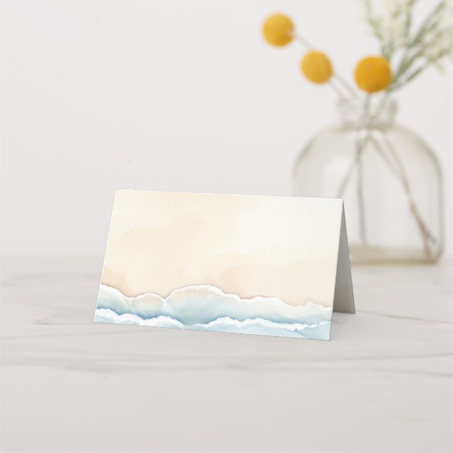 Tarjetas Watercolor Beach Wedding Place (Reverso)