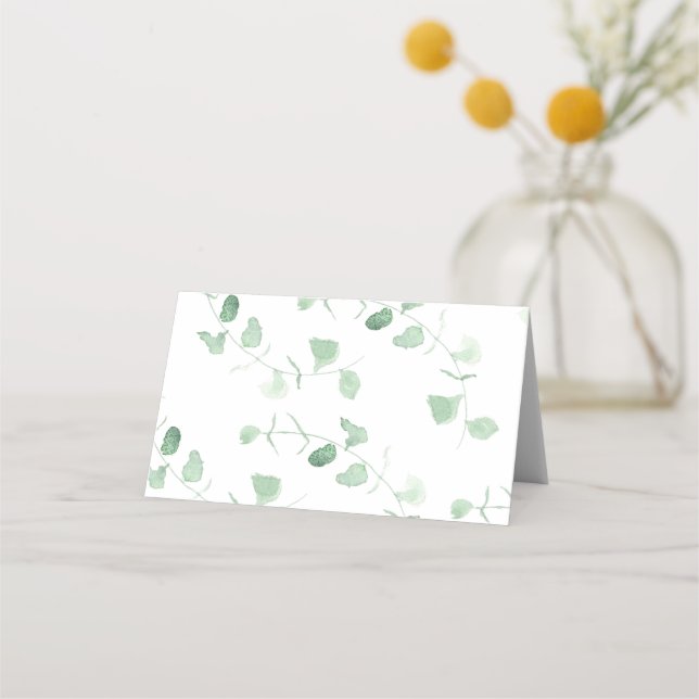 Tarjetas Watercolor Eucalyptus Green Place (Reverso)