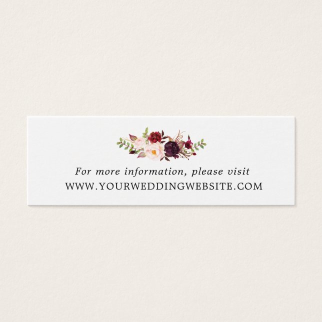 Tarjetas web de Marsala Burgundy Boda Floral (Frente)