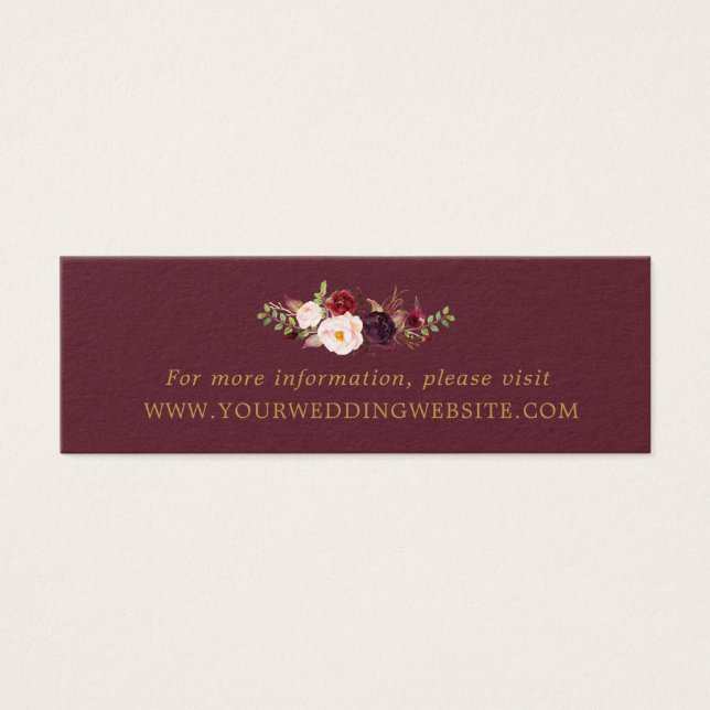 Tarjetas web de Marsala Burgundy Gold Boda Floral (Frente)