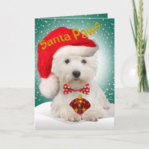 Tarjetas Westie Santa Paws