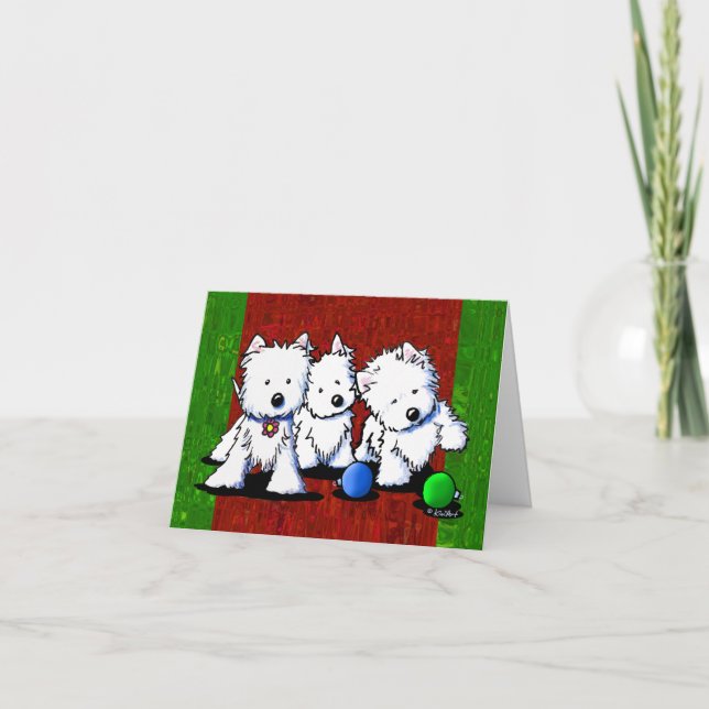 Tarjetas Westie Terrier Trio Navidades (Anverso)