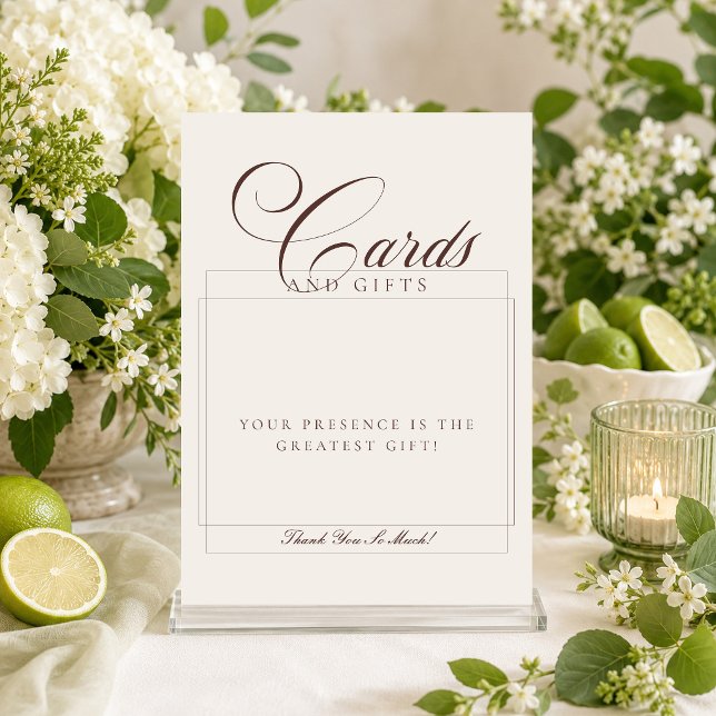Tarjetas y regalos de boda de marfil marrón clásic (Subido por el creador)