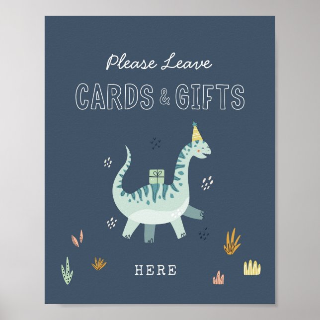 Tarjetas y regalos de dinosaurio lindo Señal de fi (Frente)
