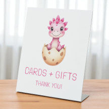 Tarjetas y regalos de dinosaurio rosa Señal de bab