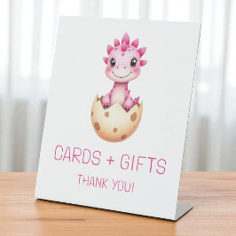 Tarjetas y regalos de dinosaurio rosa Señal de bab