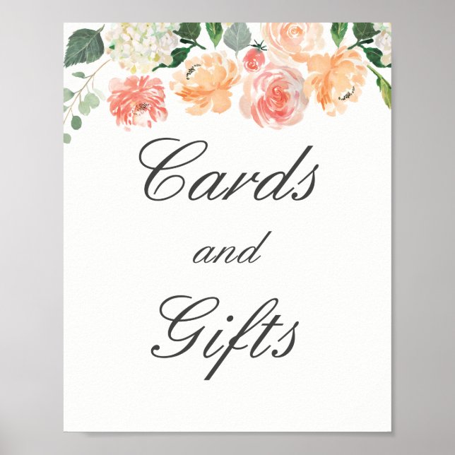 Tarjetas y regalos florales de melocotón Póster de (Frente)