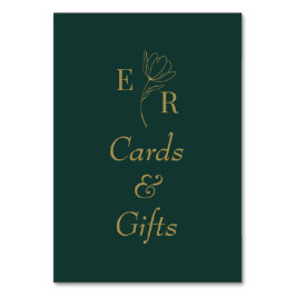 Tarjetas y regalos Monograma de floral verde esmer