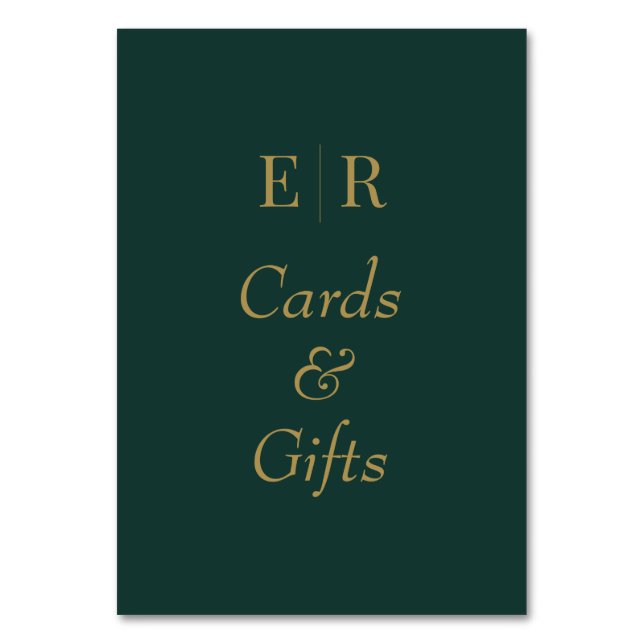 Tarjetas y regalos Monograma verde esmeralda Rótul (Anverso)