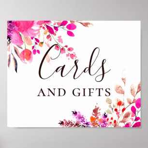 Tarjetas y regalos. Póster de boda floral rosa acu