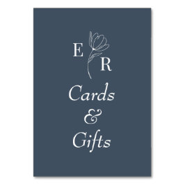 Tarjetas y regalos Rótulo de Monograma Floral Azul
