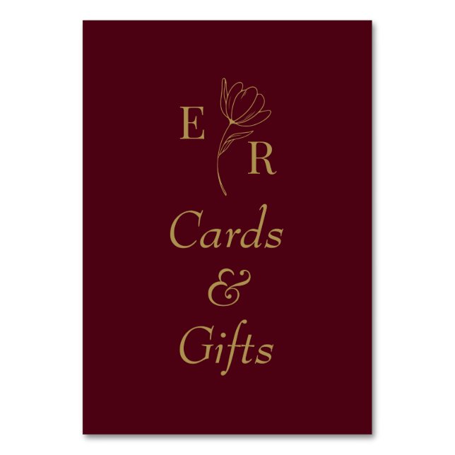 Tarjetas y regalos Rótulo de Monograma Floral Borg (Anverso)