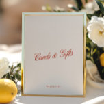 Tarjetas y regalos Rótulo elegante de Boda de marf<br><div class="desc">Dirige a sus huéspedes con gracia a la zona de cartas y regalos, invitándolos a compartir la alegría de su día especial. Personalice este signo elegante, haga clic en "Detalles". Para mover el texto o cambiar el tamaño, la fuente o el color, haga clic en "Editar usando la herramienta de...</div>