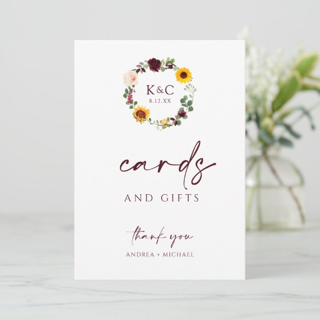 Tarjetas y regalos Señal de ducha de boda Girasole (Anverso de pie)