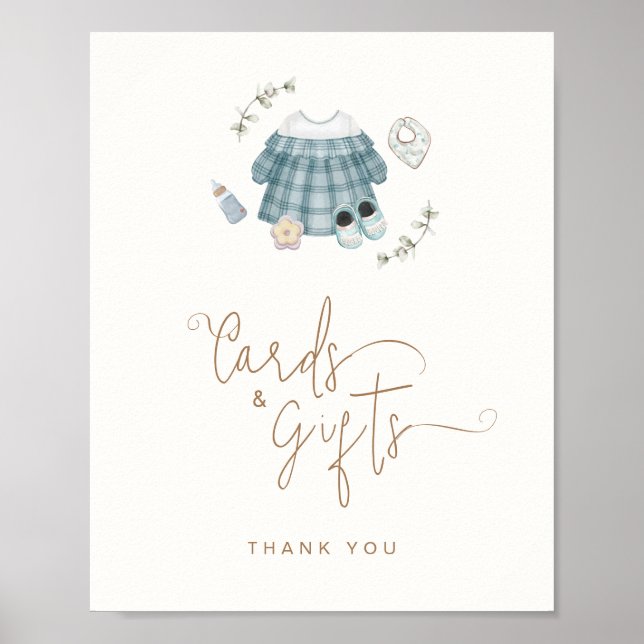 Tarjetas y regalos Señal de ropa boho Baby Shower  (Frente)