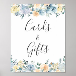 Tarjetas y regalos Señal floral azul vainilla de c