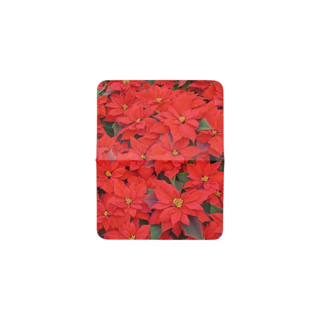 Tarjetero Poinsettias rojas Navidad la foto floral navideña (Afuera Horizontal)