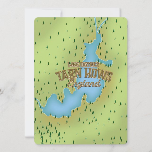 Tarn Hows, distrito de los lagos, mapa de viaje. (Anverso)