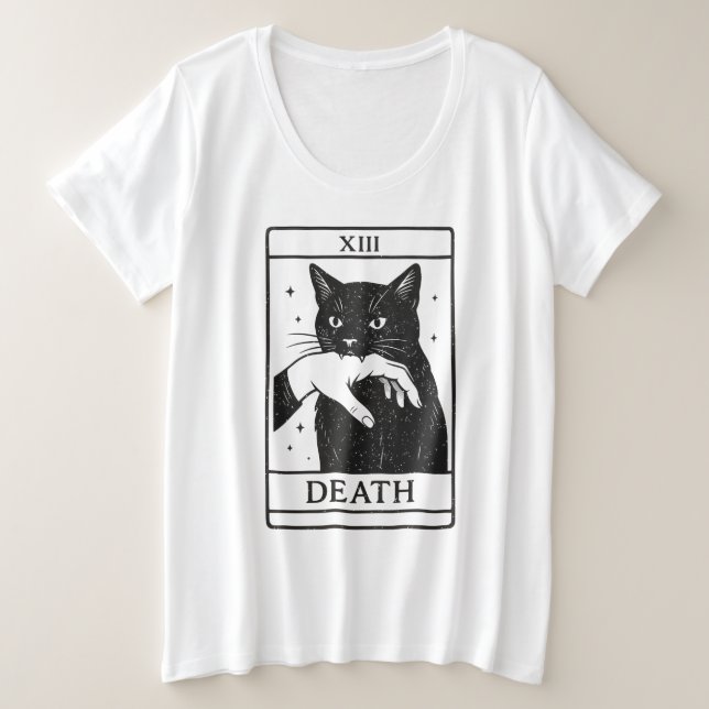 Tarot Card Black Cat Shirt – Tarot Death Tee, Witc (Anverso del diseño)