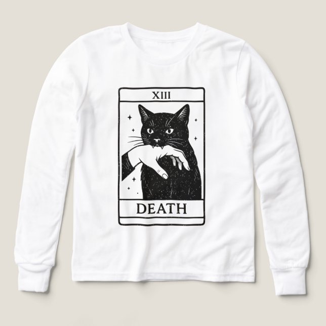 Tarot Card Black Cat Shirt – Tarot Death Tee, Witc (Diseño frontal)