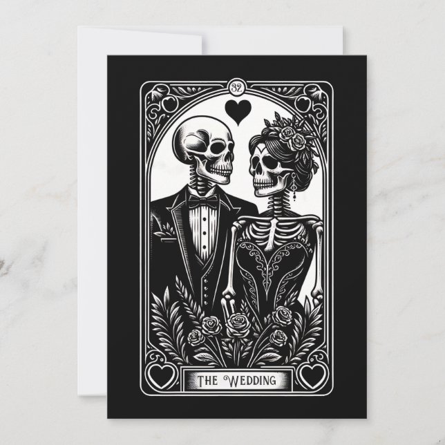 Tarot Card Skeleton Pareja La Invitación De Boda (Anverso)