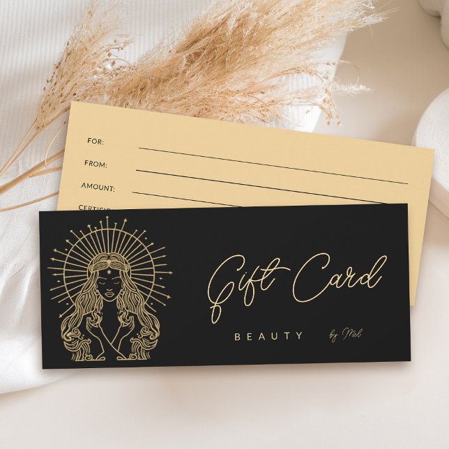 Tarot Makeup Hair Nails Salon Tarjeta Regalo Negro (tarot gift certificate card celestial beauty makeup hair nails lashes stylist beautician beauty )