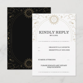 Tarot RSVP Sun Moon Stars Gold Vintage Card