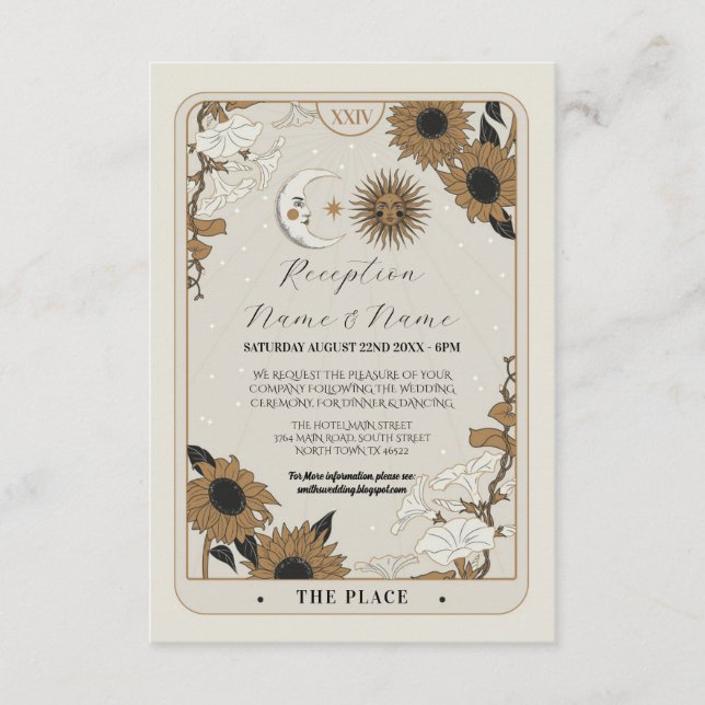 Tarot Sun Moon Tarjetas de matrimonio de recepción (Anverso)