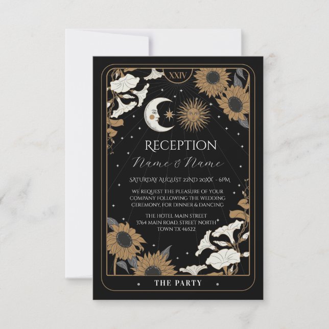 Tarot Wedding Tarjetas de recepción Luna de Sol Es (Anverso)
