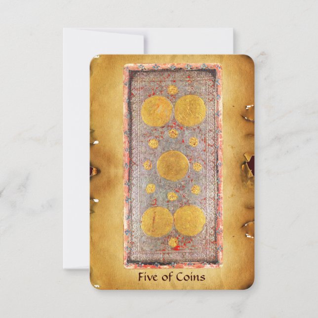 TAROTES DE RENACIMIENTO ANTIGUO / CINCO MONEDAS (Anverso)