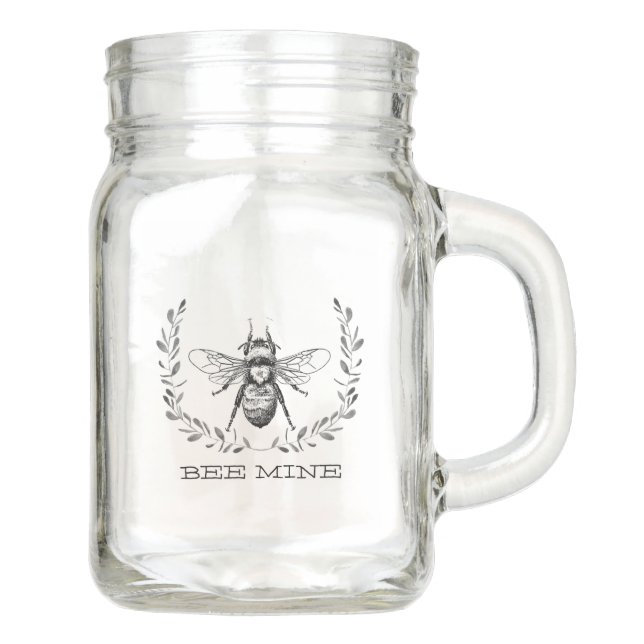 Tarro Bee Mine Mason Jar con Handle (Anverso)