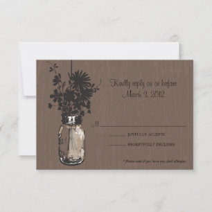 Tarro de albañil de la tarjeta de RSVP y