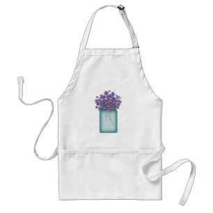 Tarro de albañil del delantal de las violetas