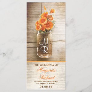 tarro de albañilería con flores naranjas programa