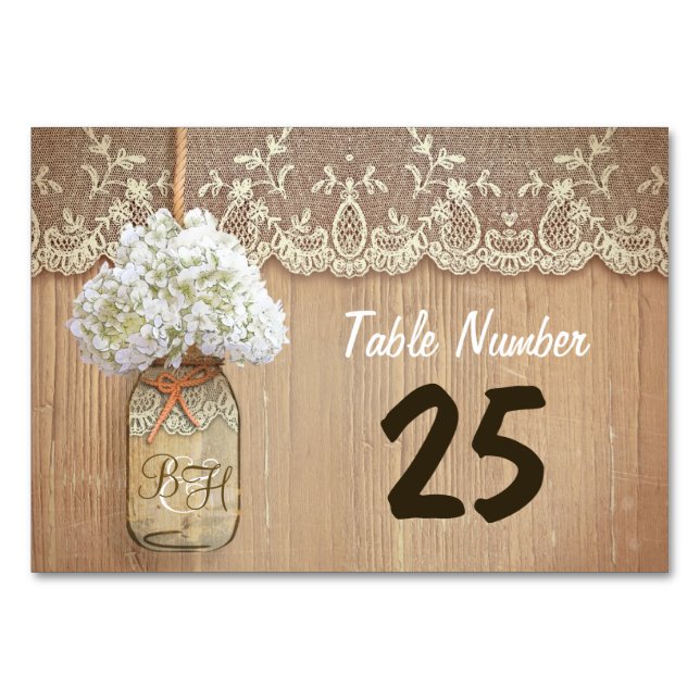 tarro de albañilería e hidrangea tarjetas de númer (Anverso)