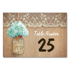 tarro de albañilería e hidrangea tarjetas de númer