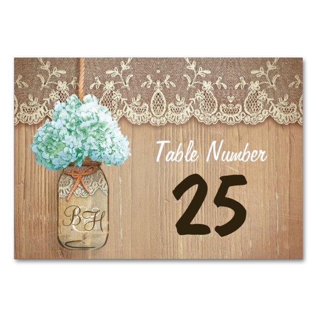 tarro de albañilería e hidrangea tarjetas de númer (Anverso)