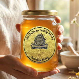 Tarro de Miel de Abeja Falso Oro Etiqueta de Apiar