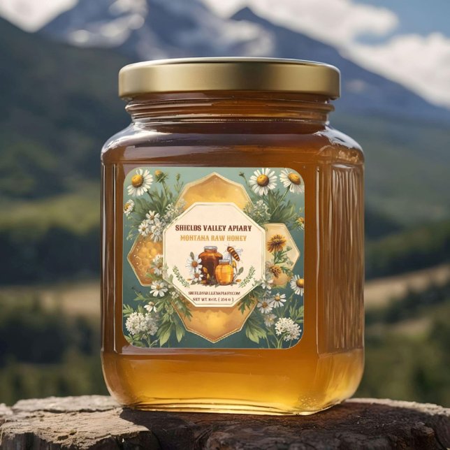 Tarro de Miel Floral Etiqueta Personalizada (Subido por el creador)