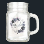 Tarro Nocturna acuarela floral Moda de guirnalda novia<br><div class="desc">Nocturna acuarela floral Lush Diseño de Flores con Estrellas Pintadas a mano, Vinas, Hojas, Foliage. Azul marino colorido, azul turbio, gris oscuro casi negro y toques de color rosa malva. Con elementos de la línea dibujada a mano, Moda suave con letras de pincel y elegante corona floral - Bride Mason...</div>