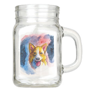 Tarro Pintura del perro del Corgi de la acuarela