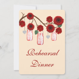 Tarros de Mason de Flores Rojas Invitación para Ce