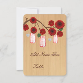 Tarros de Mason Rojo Rústico de Campo Tarjeta de L