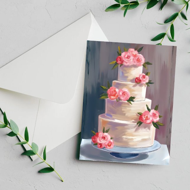 Tarta de boda de rosa rosa | Tarjeta de boda de ac (Subido por el creador)